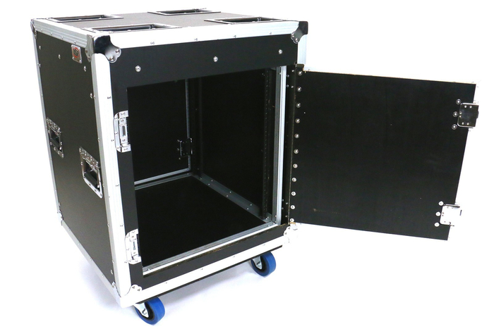 Elite Core TR12U-20-SR-PD Tour Ready 20" Deep Shock Mount 12-Unit Amplifier Rack With Pocket Doors