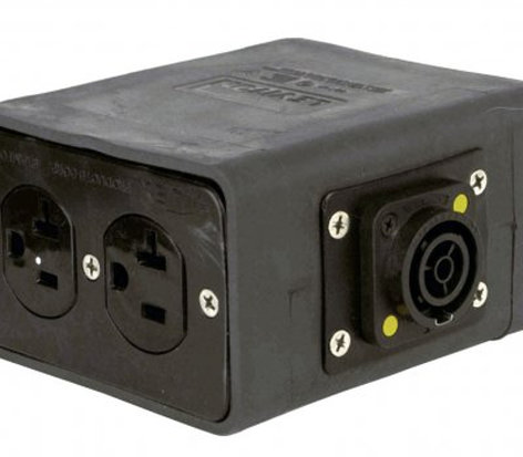 Lex Products Corp DB20T1-SBPC 20 Amp Quad Box with powerCON TRUE1 Input to Edisons, Feed Thru DB20T1-SBPC