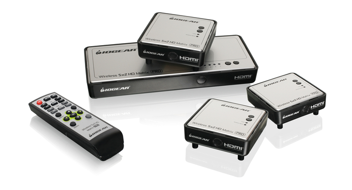 IOGEAR GWHDMS52MBK3 Wireless 5 x 2 HD Matrix Pro with Two Additional Receivers GWHDMS52MBK3