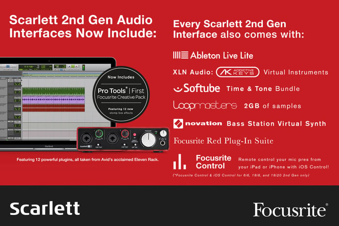 Focusrite Scarlett Solo 2x2 USB Audio Interface With Single Micrphone Preamp, 2nd Generation