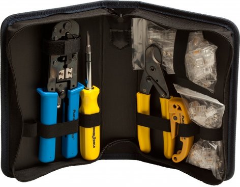 Platinum Tools All-In-One Modular Plug Kit Tool Kit with Crimp Tool, Connectors, and Zippered Case 90109