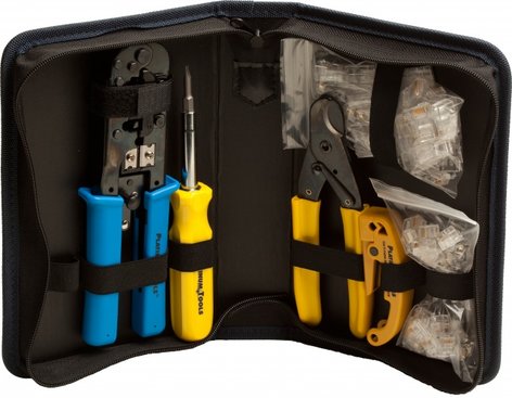 Platinum Tools 90109 All-In-One Modular Plug Kit Tool Kit With Crimp Tool, Connectors, And Zippered Case