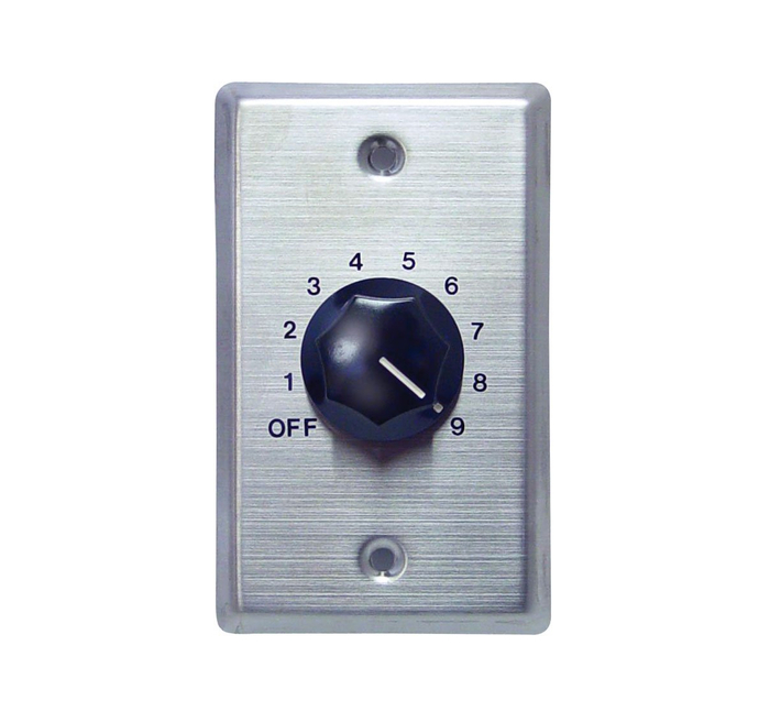 Speco Technologies WAT50 50W Speaker Wall Plate Volume Control, Stainless Steel With Black Knob