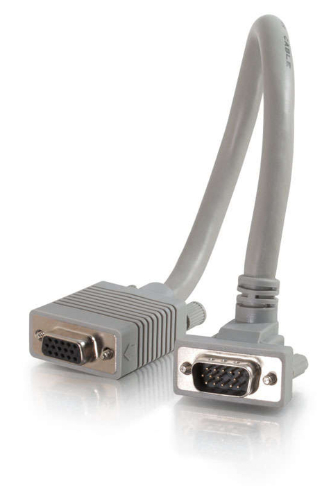 Cables To Go Premium Shielded HD15 SXGA 1 ft VGA M/F Monitor Extension Cable with 90° Upward-Angled Male Connector 52007