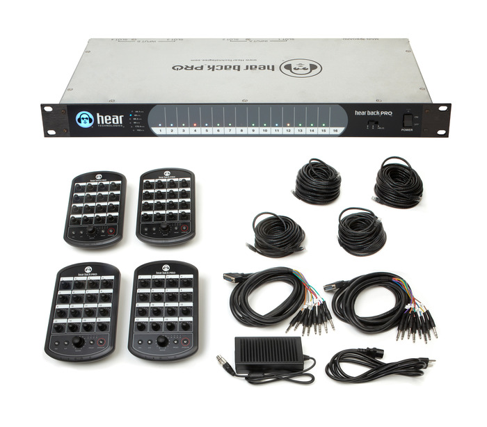 Hear Technologies Hear Back PRO Four Pack, Dante™ Input Network-Based 16-Channel Personal Monitor Mixer System Package PROHB4DA