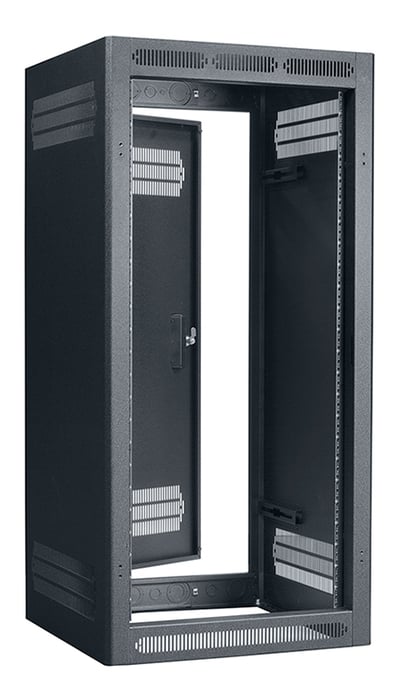 Lowell LFR-2422 Enclosed 24 Unit Rack With Fixed Rails, 22" Deep, Black