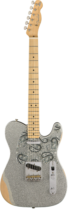 Fender Brad Paisley Road Worn Telecaster - Silver Sparkle Tele Solidbody Electric Guitar With Maple Fingerboard