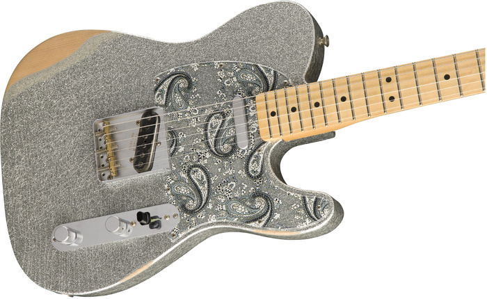 Fender Brad Paisley Road Worn Telecaster - Silver Sparkle Tele Solidbody Electric Guitar With Maple Fingerboard