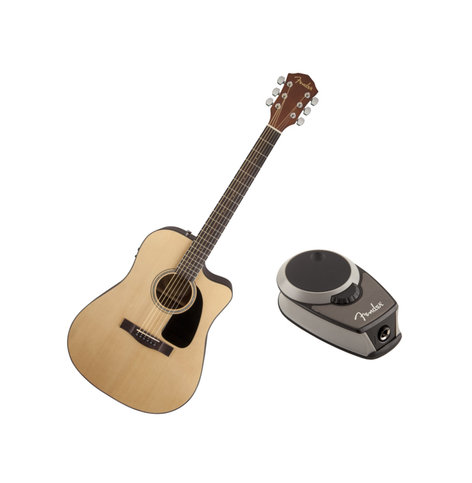 Fender FA-300CE Acoustic Slide Pack Natural Finish Acoustic/Electric Guitar with Slide Interface FA-300CE-DIS