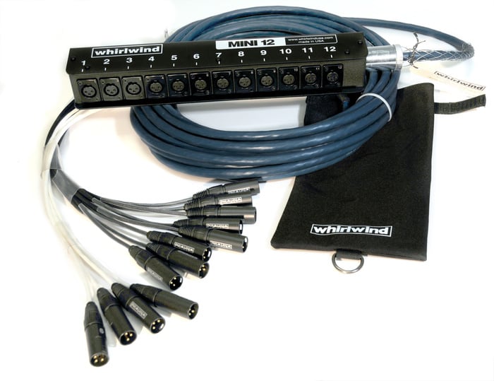 Whirlwind ME-12-M-NR-025 25 ft Mini 12 Low Profile Medusa Elite Snake, 12 XLR Inputs with No Returns ME-12-M-NR-025