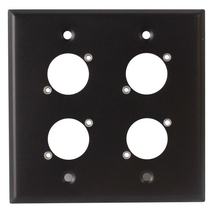 Switchcraft WP2B4P 2 Gang Wall Plate with 4 E/EH Connector Holes in Black Finish WP2B4P