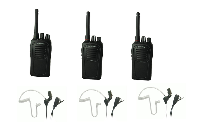 Eartec Co SSTSC3000LP Package with (3) SC-1000 Scrambler Radios and SST Mic Earbuds SSTSC3000LP