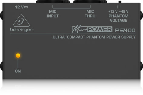 Behringer PS400-MICROPOWER Phantom Power Supply, Compact PS400-MICROPOWER