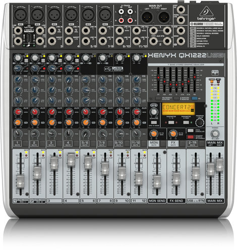 Behringer QX1222USB 12-Ch 2/2Bus USB Mixer, with Klark Teknik FX QX1222USB