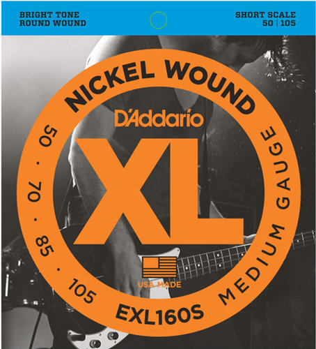 D`Addario EXL160S Medium XL Nickel Short Scale Electric Bass Strings EXL160S