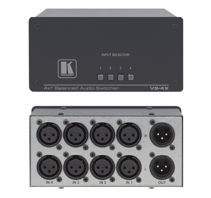 Kramer VS4X 4x1 Balanced Audio Switcher VS4X