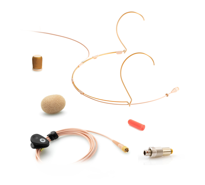 DPA Microphones 4088-DC-A-F03-LH d:fine™ CORE 4088 Directional Headset Mic, Beige, with 3-pin LEMO Adapter 4088-DC-A-F03-LH