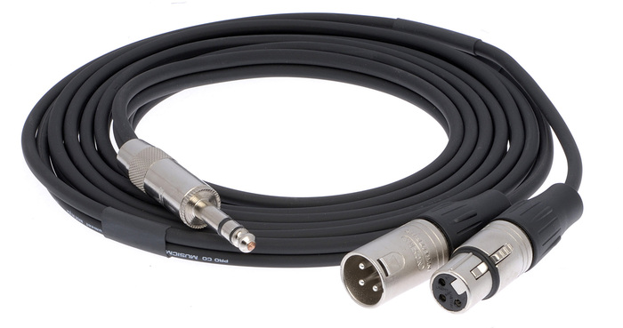 Pro Co IPTBQXFXM-10 10' 1/4" TRS To XLRM/XLRF 20AWG Y-Cable