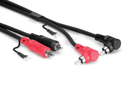 Hosa CRA201DJ Audio Cable, Dual RCA Male to Right-Angle Dual RCA Male, with Ground, 3.3 Feet CRA201DJ