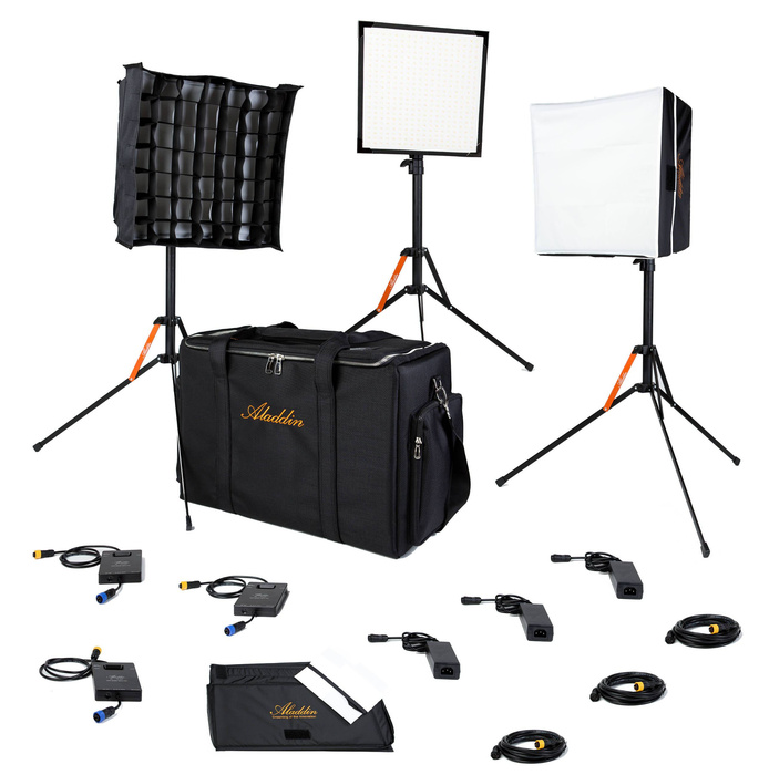 Aladdin BI-FLEX1 - 3 Light Kit with Case Three 50W 12 x 12" Flexible Bi-Color LED Panels with Case and Accessories AMS-FL50BI-KIT3-SC