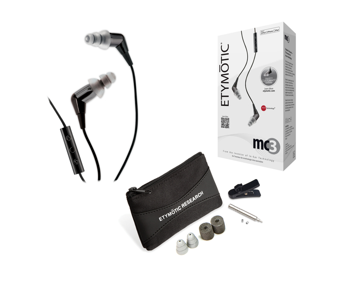 Etymotic Research ER7-MC3-BLACK Mc3 MC Series Moving Coil Earphones + Headset With Microphone - 8mm Coil Driver, Black