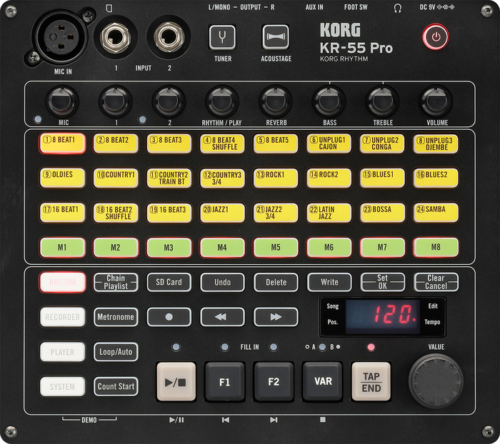 Korg KR-55 Pro Rhythm Machine With 24 Rhythms, Audio Player And SD Card Support