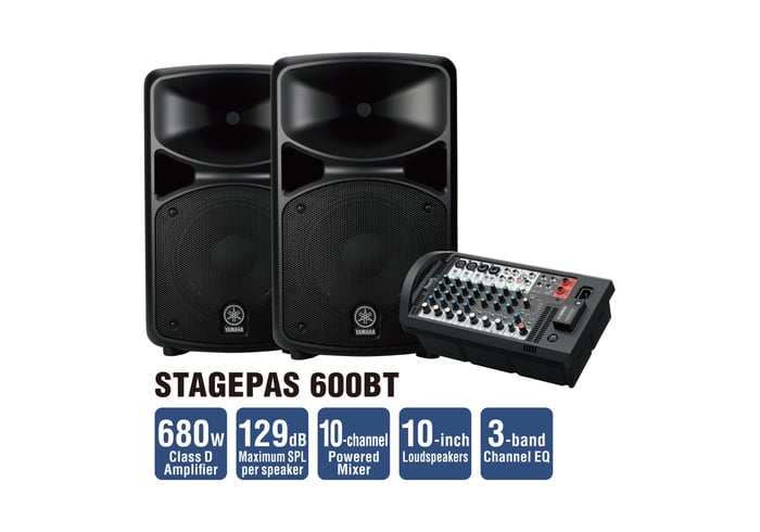 Yamaha STAGEPAS 600BT Portable PA System With Bluetooth Connectivity, 600W