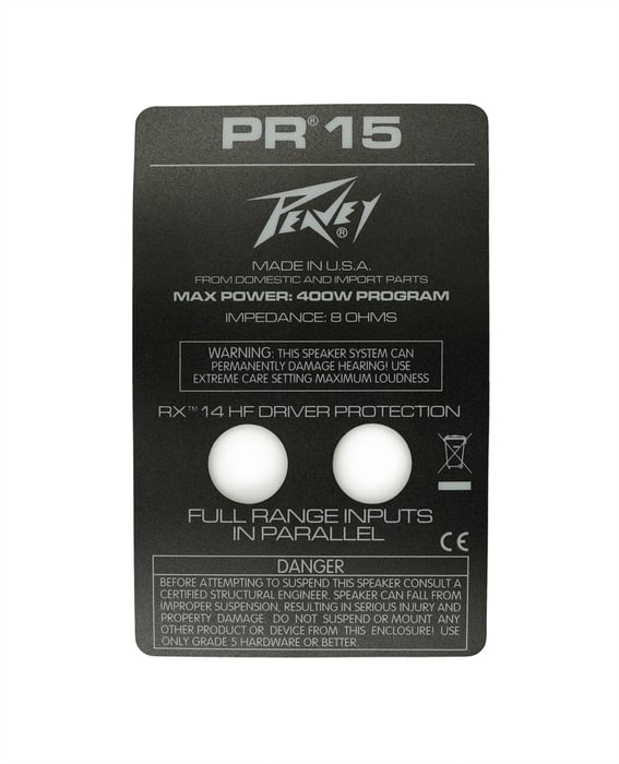 Peavey 31202165 Label for PR15 Crossover 31202165