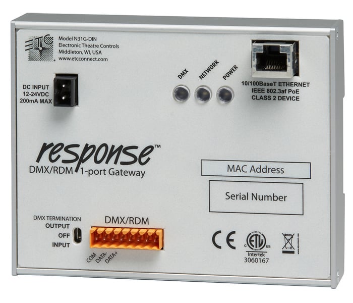 ETC N31G-DIN Response DMX / RDM One-Port DIN-Rail Mount Gateway