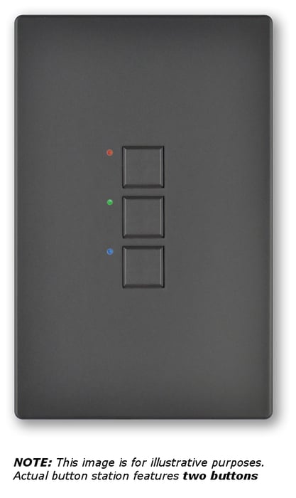 Interactive Technologies ST-MN2-CB-RGB Mystique 5-Wire 2-Button Network Station In Black With RGB LED Indicators