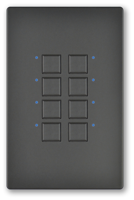 Interactive Technologies ST-MN8-CB-RGB Mystique 5-Wire 8 Button Network Station in Black with RGB LED Indicators ST-MN8-CB-RGB