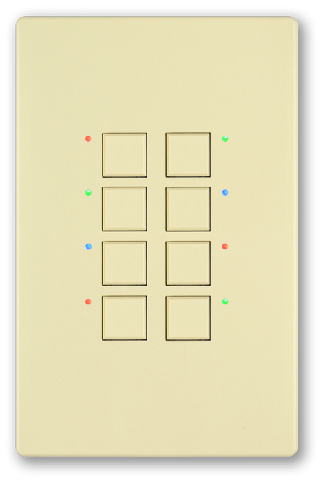 Interactive Technologies ST-MN8-CI-RGB Mystique 5-Wire 8-Button Network Station In Ivory With RGB LED Indicators