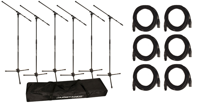 Ultimate Support JS-MCFB6PK-PK1-K 6x Tripod Microphone Stand / XLR Cable Bundle