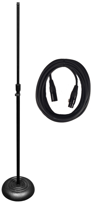 Vu MSI100-PK1-K Round Base Microphone Stand And 25' XLR Microphone Cable Bundle