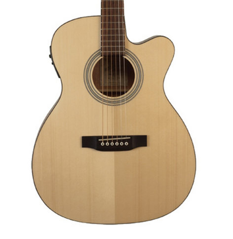 Recording King ROM-06-CFE4 Matte Natural Cutaway 000-Style Acoustic Guitar with Fishman Preamp ROM-06-CFE4
