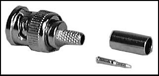 Philmore 973B 3-Piece Crimp Style BNC Male Connector (with Separate Pin, For RG59/U PVC & RG62 Wire, Bulk Packed)
