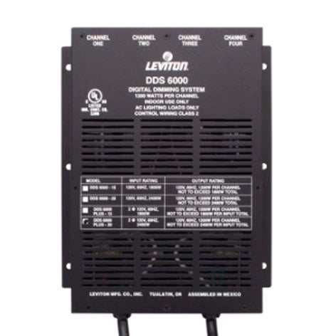 Leviton N600P-000 DDS 6000+ 4-Channel Digital Dimmer, 1200W per Channel, with 15A Power Supply Cord N600P-000