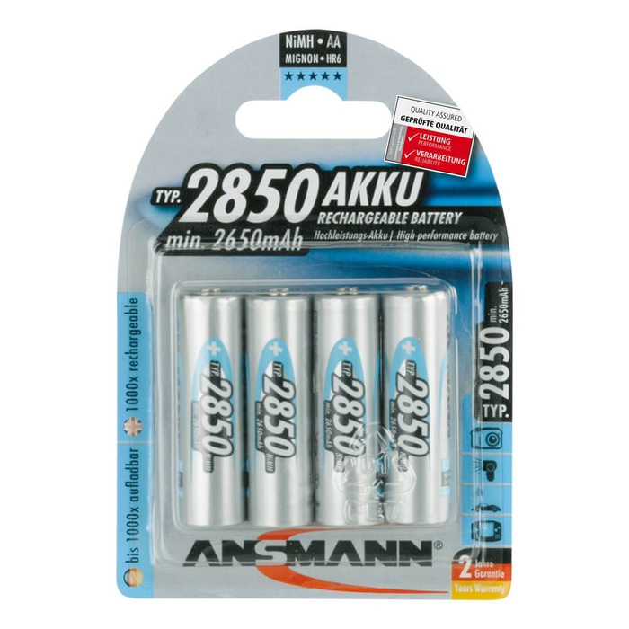 Ansmann USA AA Rechargeable 4-Pack, 2850 mAH AA-RECHARGEABLES-4PK
