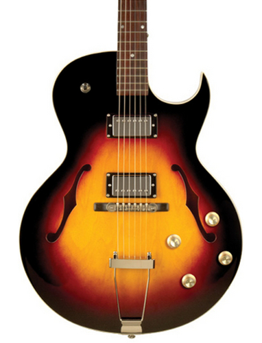 The Loar LH-304T Full-Hollow Thinbody Single Cutaway Archtop Guitar with Dual Humbucking Pickups in Vintage Sunburst Finish LH-304T-CVS