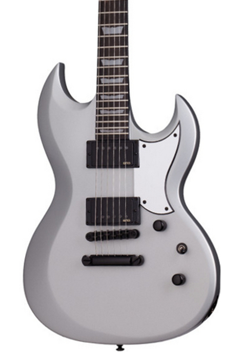 Schecter Guitars S-II Platinum Satin Silver String-Thru Electric Guitar S-II-PLATINUM-SSV