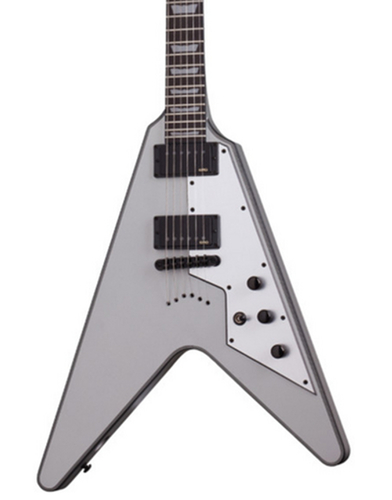 Schecter Guitars V-1 Platinum Satin Silver String-Thru Electric Guitar V-1-PLATINUM-SSV