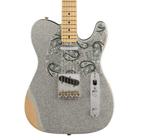 Fender Brad Paisley Road Worn Telecaster - Silver Sparkle Tele Solidbody Electric Guitar With Maple Fingerboard