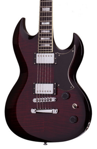 Schecter Guitars S-II Custom See-Thru Cherry Burst String-Thru Electric Guitar S-II-CUSTOM-STCB