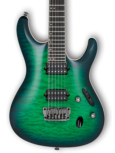 Ibanez S6521Q-SLG Surreal Blue Burst Gloss Six String Electric Guitar with Case S6521QSLG