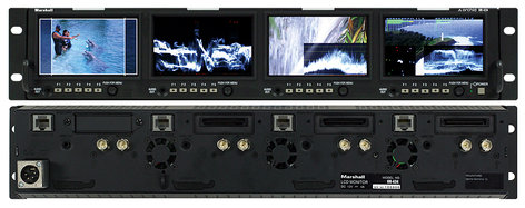 Marshall Electronics OR-434 4x 4.3" Rackmount Monitor Unit (2RU, with 5 Assignable Keys & Joystick Menu System) OR-434