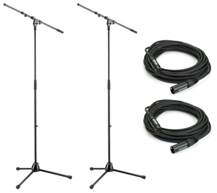 K&M 210/9-PK2-K 2x Microphone Stand And XLR Cable Bundle