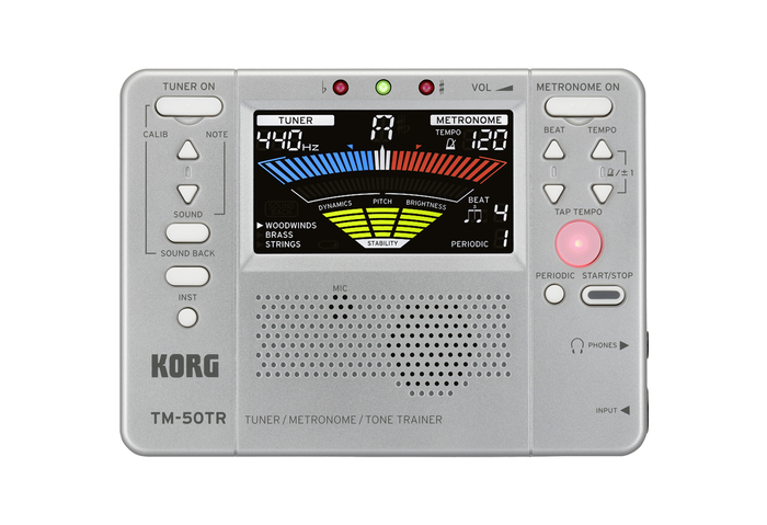 Korg TM50TRSL Tuner / Metronome / Tone Trainer, Silver