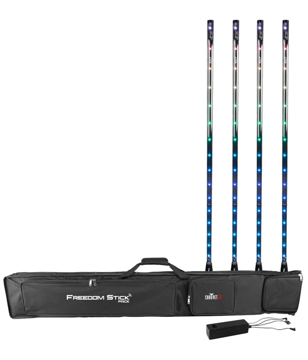 Chauvet DJ Freedom Stick Pack 32x0.2W RGB LED Battery Powered Stick Fixture, 4 Pack