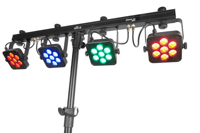 Chauvet DJ 4BAR Tri USB Washlight System With (4) 7x 3w RGB LED PAR Cans And Tripod Stand