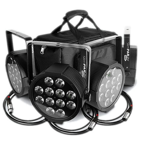 Chauvet DJ SlimPACK Q12 USB PAR Can Package With 4 SlimPAR Q12 USB Fixtures, DMX Cables And Carry Bag